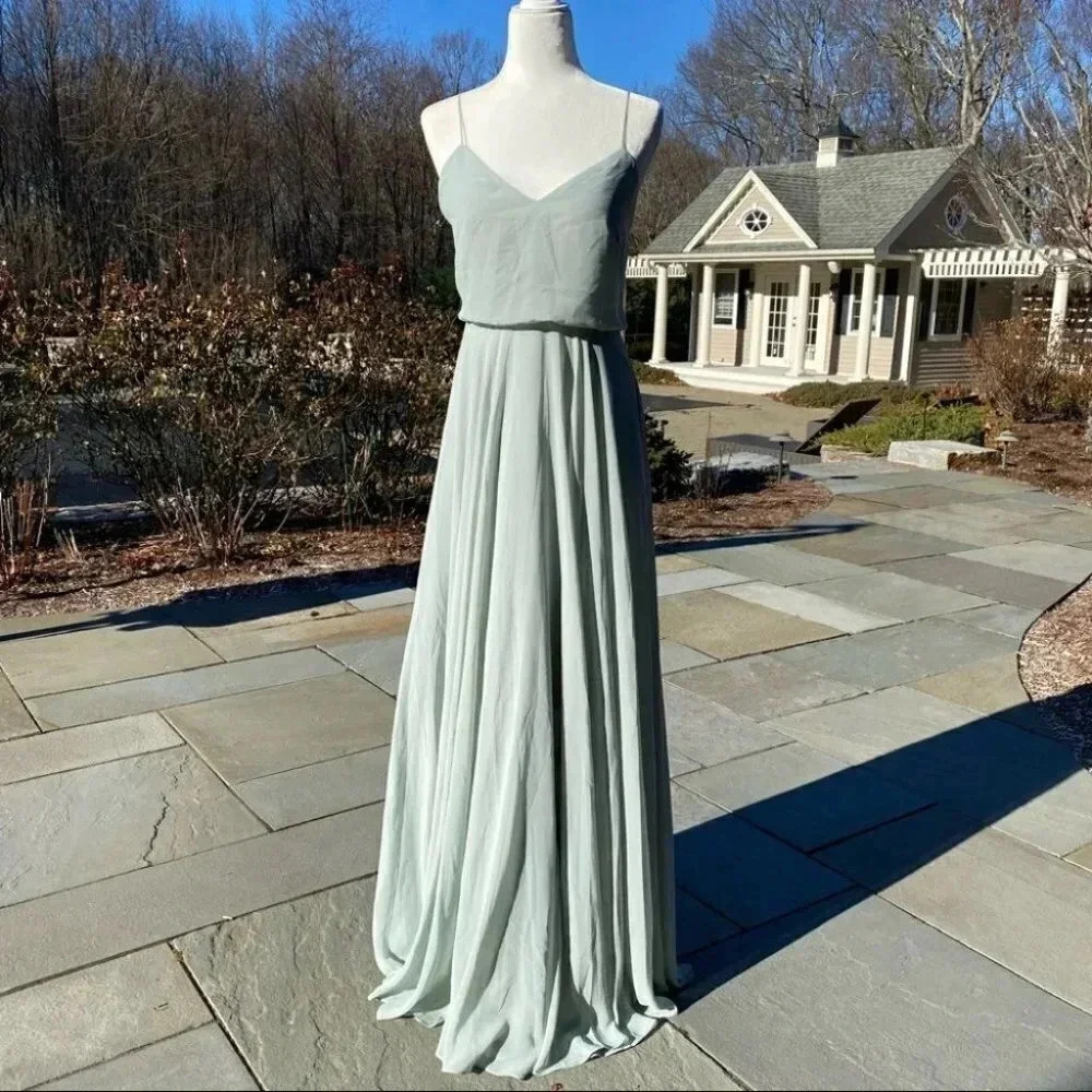 NWT Jenny Yoo Inesse Formal Maxi Dress Green Mist 2